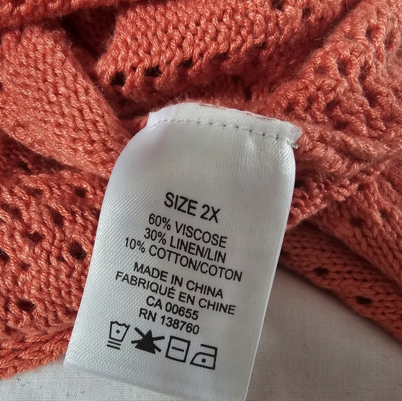 Penningtons Orange Dolman Sleeve Pointelle Sweater Size 2x - Picture 6 of 6